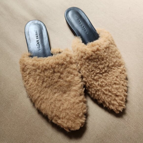 Jenni Kayne Shoes - JENNI KAYNE Brown Shearling Slip On Mules
